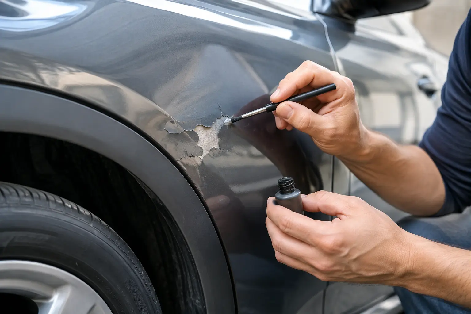 Reparo de pintura descascada no carro sem demora